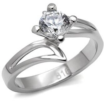 AL-0008-57 Ocelový prsten se zirkonem