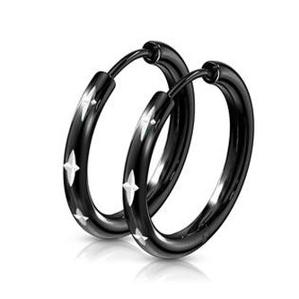 OPN1638K-18 Černé ocelové náušnice s křížkovým dekorem