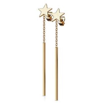 OPN1906-RD Zlacené visací ocelové náušnice s hvězdou