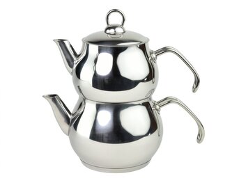 Turecká nerezová dvojkonvice Caydanlik Orta Boy kovové úchyty