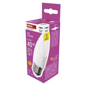 Emos LED žárovka Classic svíčka / E27 / 4,2 W (40 W) / 470 lm / neutrální bílá
