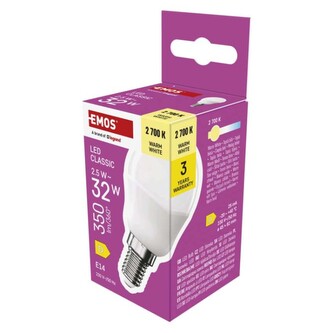 Emos LED žárovka Classic Mini Globe / E14 / 2,5 W (32 W) / 350 lm / teplá bílá