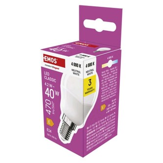 Emos LED žárovka Classic Mini Globe / E14 / 4,2 W (40 W) / 470 lm / neutrální bílá