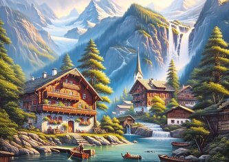 ART PUZZLE Puzzle Dřevěná vesnice 260 dílků