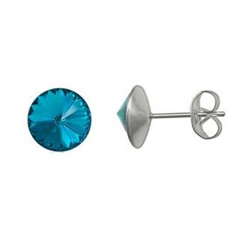 NU003-BZ Ocelové náušnice Crystals from Swarovski® 6mm, BLUE ZIRCON
