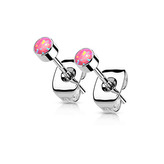 KM2030-03 Titanové náušnice s kulatým opálem 3 mm