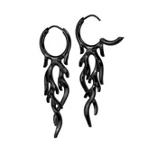 OPN1959-K Černé ocelové náušnice s plameny