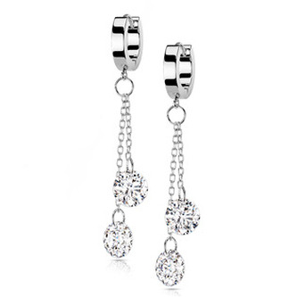 OPN1824-ST Ocelové náušnice s čirými kameny