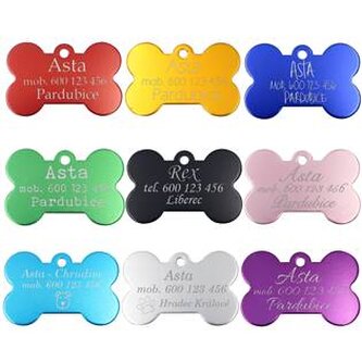 PZ003-LP Hliníková psí známka kost - světle růžová