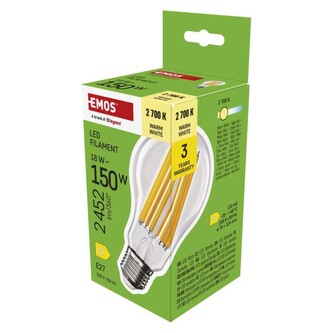 Emos LED žárovka Filament A70 / E27 / 18 W (150 W) / 2452 lm / teplá bílá
