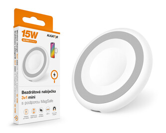 Bezdrátová nabíječka ALIGATOR 3v1 mini 15W, bílá Bezdrátová nabíječka ALIGATOR 3v1 mini 15W, bílá