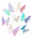 3D samolepky na zeď – holografičtí motýli, 12 ks