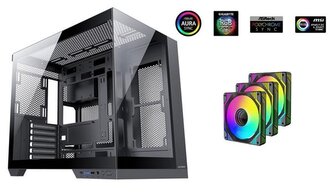 1stCOOL CubeTower DREAMER, skrinka ATX, 3x ARGB ventilátor + radič, USB3.0, USB-C, čierna 1stCOOL CubeTower DREAMER, skrinka ATX, 3x ARGB ventilátor + radič, USB3.0, USB-C, čierna