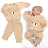 Rostoucí chlupáčková mikina a kalhoty Medvídek, 2D béžová, 80/86; 80/86 (12-18m)