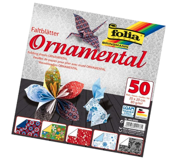 Papíry na origami 20x20 cm, 50 listů, 80 g/m², ORNAMENTAL