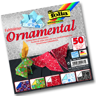 Papíry na origami 15x15 cm, 50 listů, 80 g/m², ORNAMENTAL