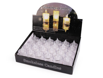 LED svíčka na baterky Ø3,6 cm - 4 ks - 1 (6,5 cm) transparent teplá