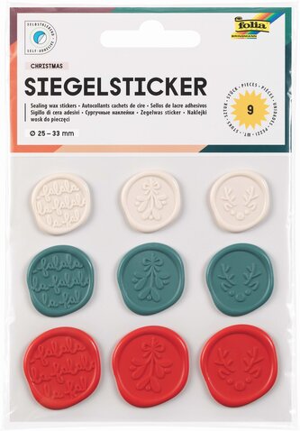 Samolepka s voskovou pečetí - Vánoce (9 ks, Ø 25 - 33 mm)