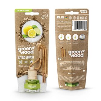 GREEN WOOD - Osvěžovač vzduchu s dřevěným víčkem Citrus Squash