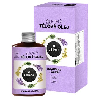 LEROS Suchý tělový olej BIO (100 ml) - Levandule & šalvěj - vhodný i na lymfatickou masáž, vlasy, nehty