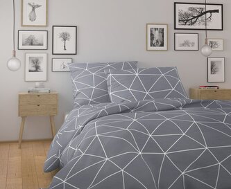 Prodloužené bavlněné povlečení NORDIC COLLECTION 140x220, 70x90cm GRID šedé