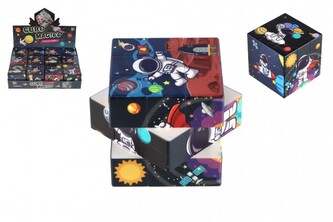 Kostka hlavolam vesmír 3x3x3 plast ve fólii 6x6x6cm 12ks v boxu