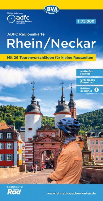 ADFC-Regionalkarte Region Rhein/Neckar, 1:75.000, mit Tagestourenvorschlägen, reiß- und wetterfest, E-Bike-geeignet, GPS-Tracks