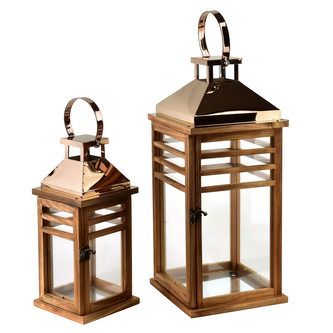 LEVI GOLD Komplet 2 latarni19,5x19,5x45+13,5x13.5x30,5cm