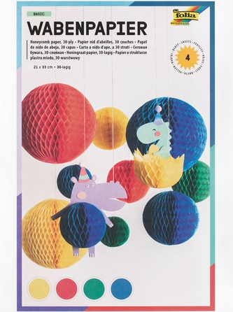 Plástvový papír (30vrstvý) – sada 4 barev, 21 x 33 cm BASIC