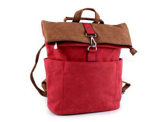 Dámský batoh / kabelka 2v1 z imitace broušené kůže 35x37 cm - 1 ks - 2 červená