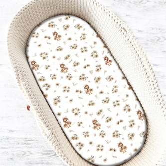 Prostěradlo do kočárku, koše, bavlna, Kačenky - bílá, béžová; 90x40