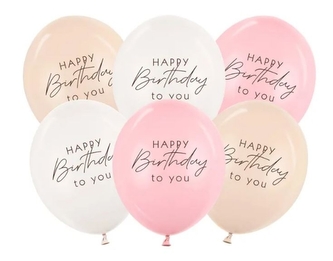 Balonky Happy Birthday – růžový mix, 30 cm, 6 ks Balonky Happy Birthday – růžový mix, 30 cm, 6 ks