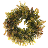 Věnec umělý - pr. 30 cm, eukalyptus, barva zeleno-hnědá