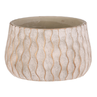 Obal na květiny - beton, svislé vlnky, šedý