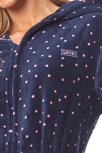 Szlafrok L&L 9156 ZPPR długi damski S-2XL granatowy XL-171/106/114