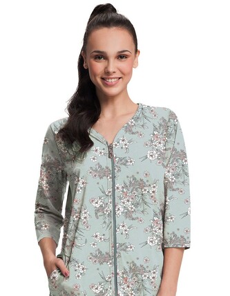 Szlafrok Luna 390 3XL W25 damski zielony kwiat 3XL