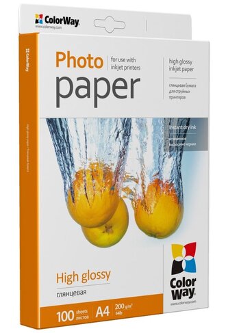 COLORWAY fotopapír/ high glossy 200g/m2, A4/ 100 kusů
