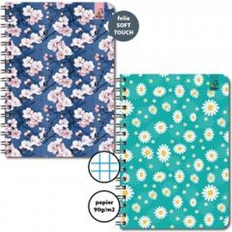 Kołozeszyt A6/50K kratka 90g Kwiatki (10szt)