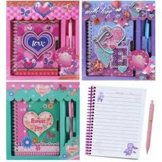 Notatnik pamiętnik serce z długopisem MIX