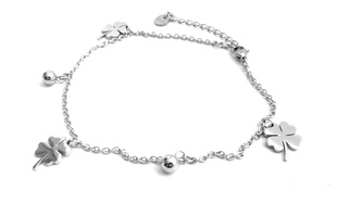 Steel Jewelry Náramek na nohu (kotník) čtyřlístky z chirurgické oceli NK151120