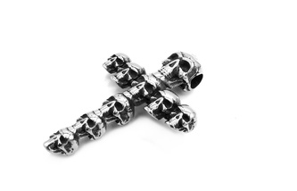 Steel Jewelry přívěsek KŘÍŽ, LEBKY Chirurgická ocel PR231119