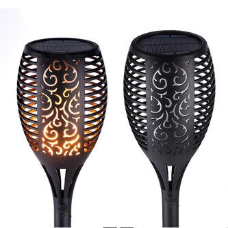 Solární zahradní lampa Pochodeň, 1500 mAh, IP65 černá