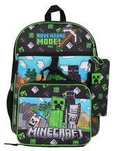 Školní batoh Minecraft s příslušenstvím - svačinový box - penál - přívěšek na klíče - karabina (objem batohu 12 litrů|29 x 41 x 10 cm)