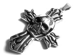 Steel Jewelry Přívěsek velký motorkářský kříž s lebkou z chirurgické oceli PR130162