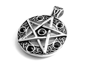 Steel Jewelry Přívěsek pentagram s černými krystalky z chirurgické oceli PR171027