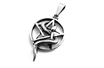 Steel Jewelry Přívěsek pentagram s hadem z chirurgické oceli PR210201