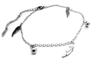 Steel Jewelry Náramek na nohu (kotník) pírka z chirurgické oceli NK090392