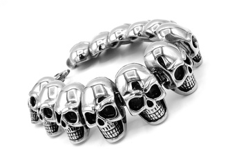 Steel Jewelry Náramek  masivní lebky z chirurgické oceli NR150134
