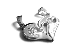 Steel Jewelry Přívěsek srdce pro dva z chirurgické oceli PR090390