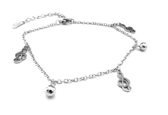 Steel Jewelry Náramek na nohu (kotník) houslový klíč z chirurgické oceli NK090397